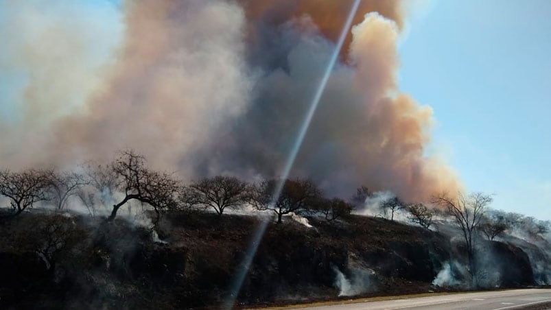 Gran columna de humo se veía desde la autopista.