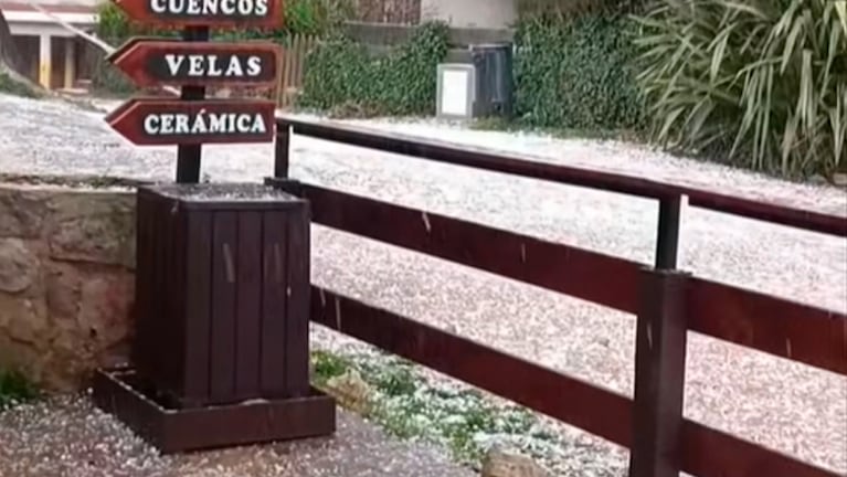 Granizo en La Cumbrecita en medio del alerta por tormentas.