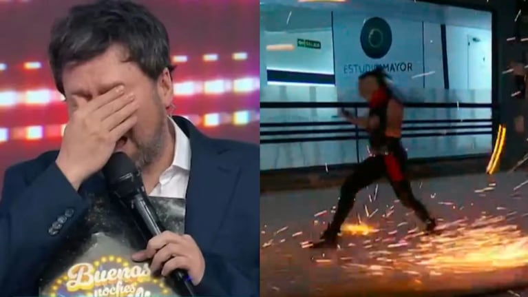 Guido Kaczka se asustó ante la actuación de un grupo de baile cordobés.