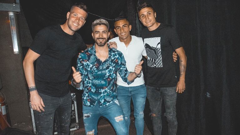 Guido, Nahuel y Nacho, con David.