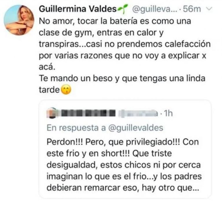 Guillermina Valdés le respondió a una seguidora que criticó el video de su hija