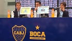 Guillermo, Gustavo y el presidente Angelici en la conferencia. 