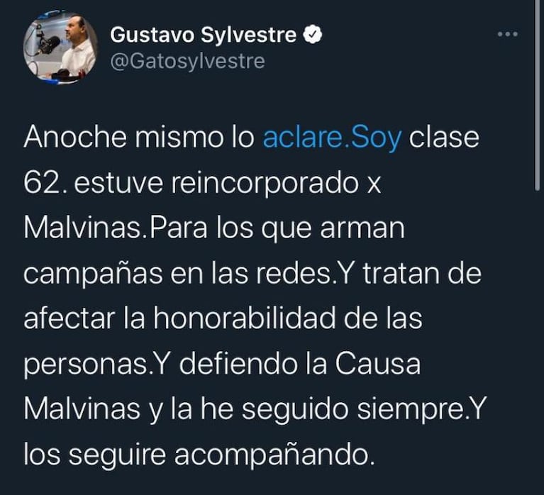 Gustavo Sylvestre sobre Malvinas: "Perdieron una guerra de forma cobarde"