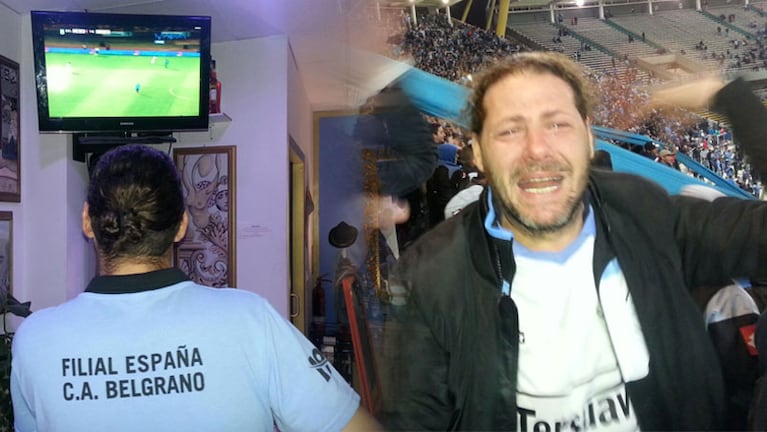 Gustavo viendo a Belgrano por TV en España y gritando el gol de Parodi en la popular del Kempes.