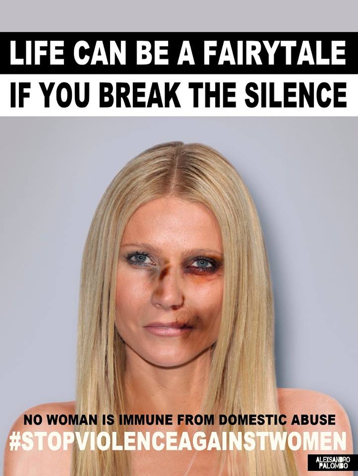 Gwyneth Paltrow. Romper con el silencio. “Basta de violencia” dice la campaña. 