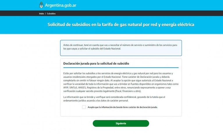 Habilitaron el formulario de inscripción para mantener los subsidios de luz y gas