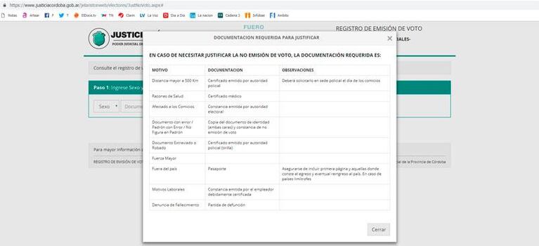 Habilitaron una página web para justificar el no-voto