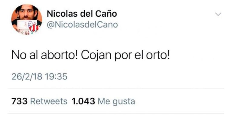 Hackearon el Twitter de Del Caño y escribieron groserías sobre el aborto