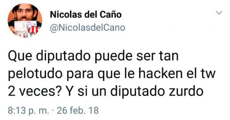 Hackearon el Twitter de Del Caño y escribieron groserías sobre el aborto