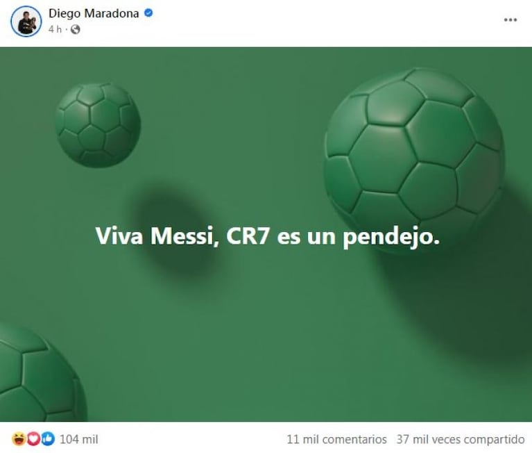 Hackearon la cuenta de Facebook de Maradona e hicieron posteos repudiables
