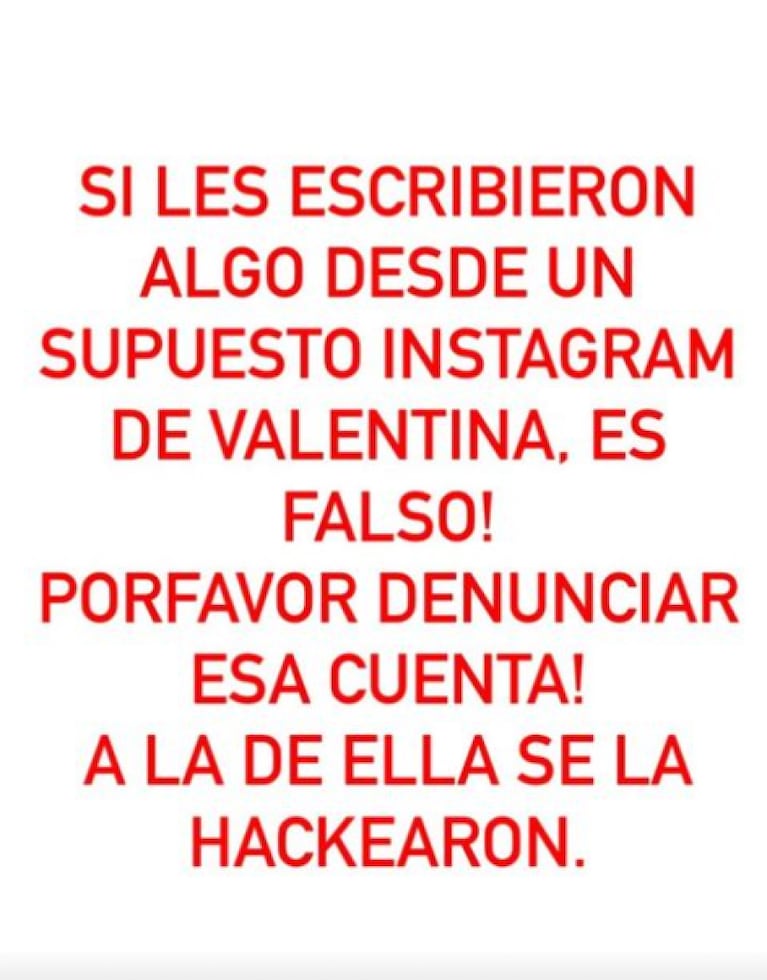Hackearon la cuenta de Instagram de Valentina Márquez