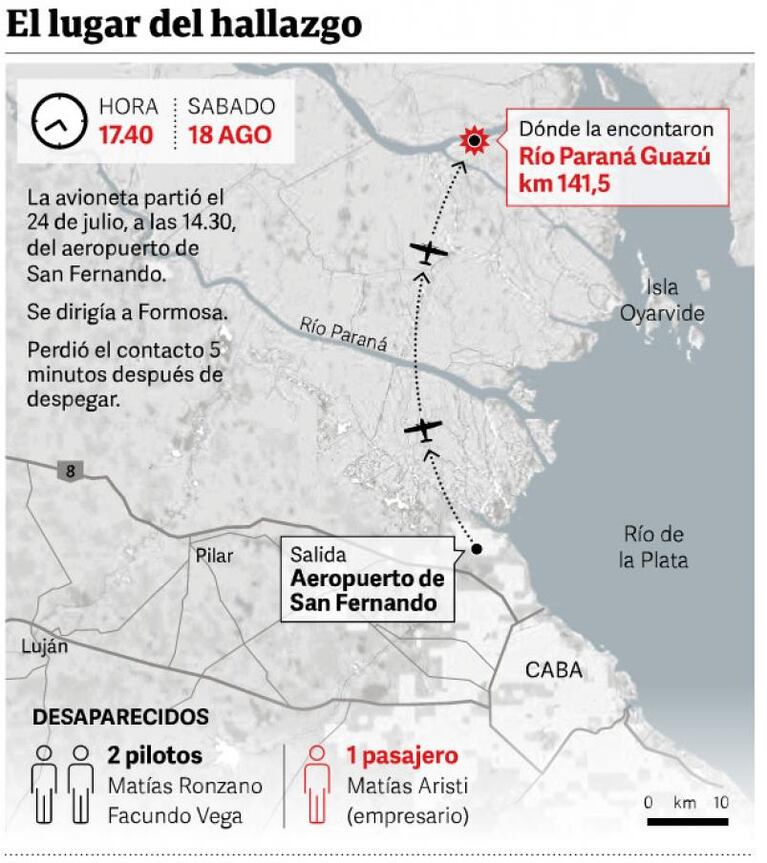 Hallaron restos de la avioneta desaparecida en el río Paraná