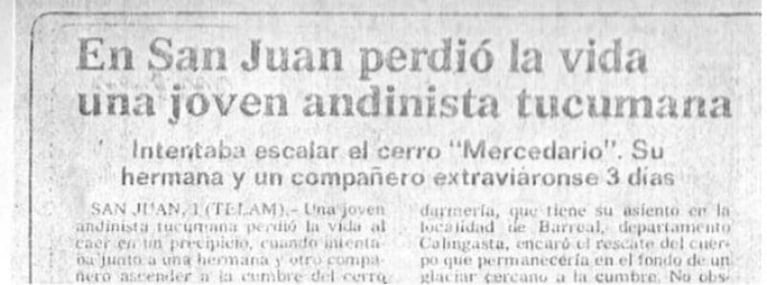 Hallaron un cadáver congelado en un cerro y sería de una andinista desaparecida en 1981