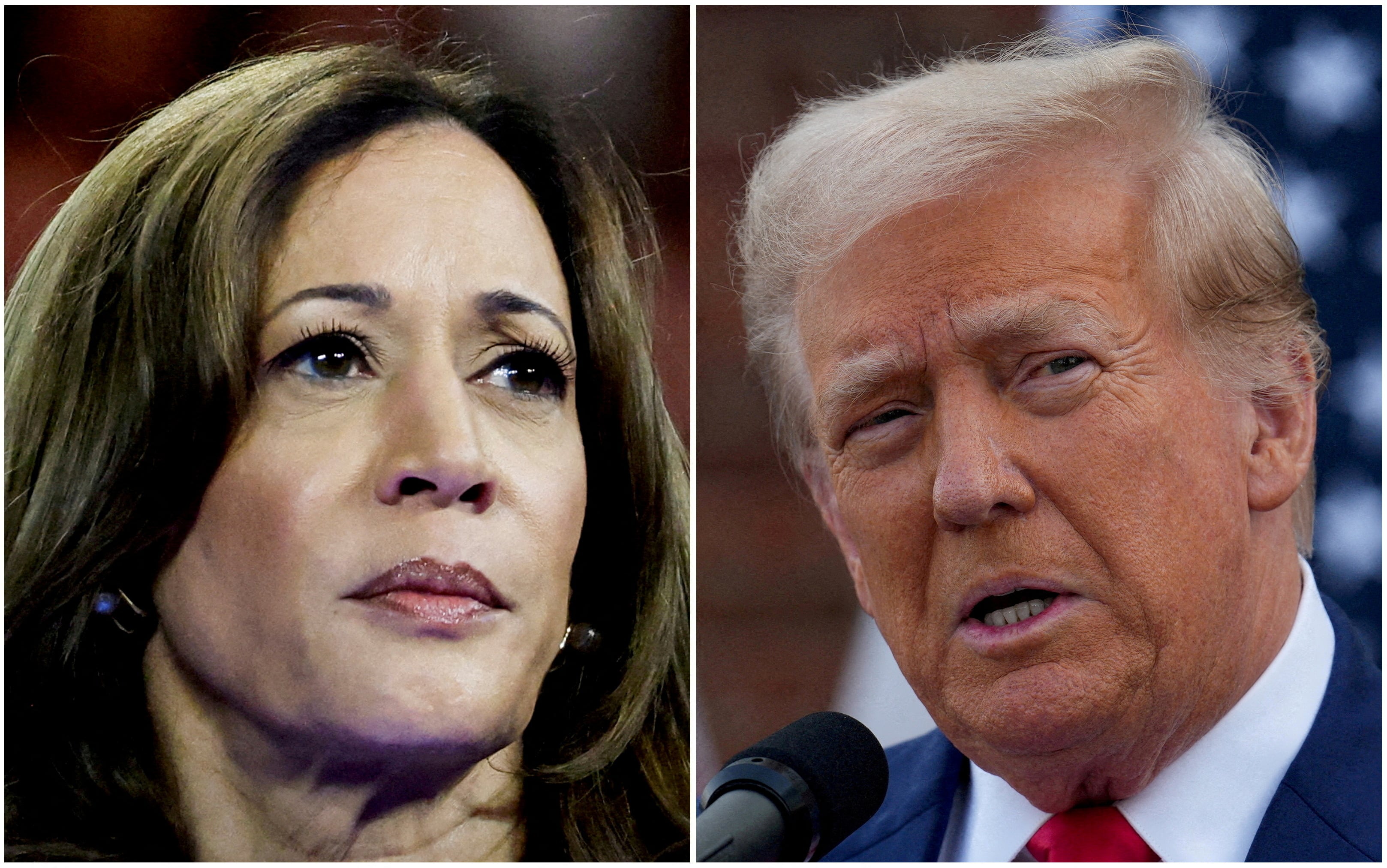 Harris y Trump definen las elecciones presidenciales en Estados Unidos. REUTERS/Marco Bello, Jeenah Moon/File Photo