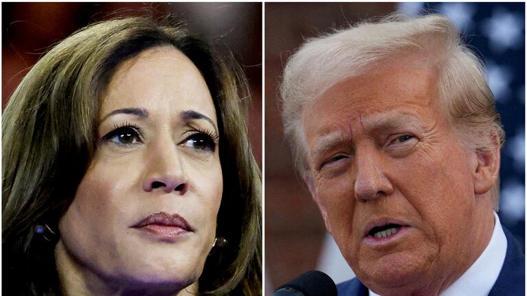 Harris y Trump definen las elecciones presidenciales en Estados Unidos. REUTERS/Marco Bello, Jeenah Moon/File Photo