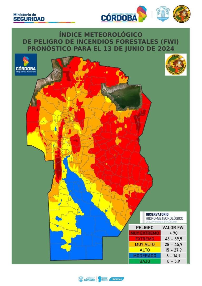 Hay alerta por ráfagas de viento que pueden alcanzar los 80km/h y riesgo de incendios