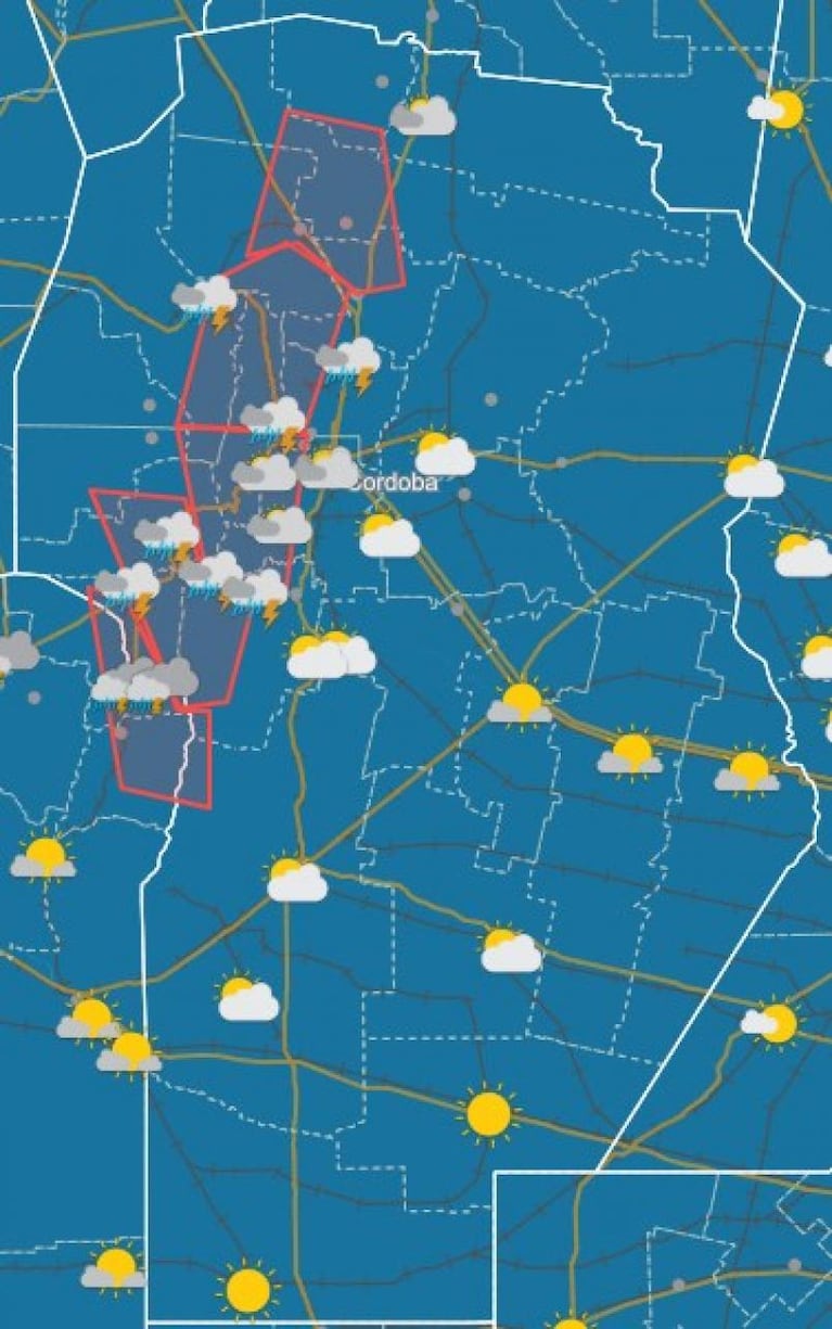 Hay alerta por tormentas para Córdoba: cayó piedra en el interior