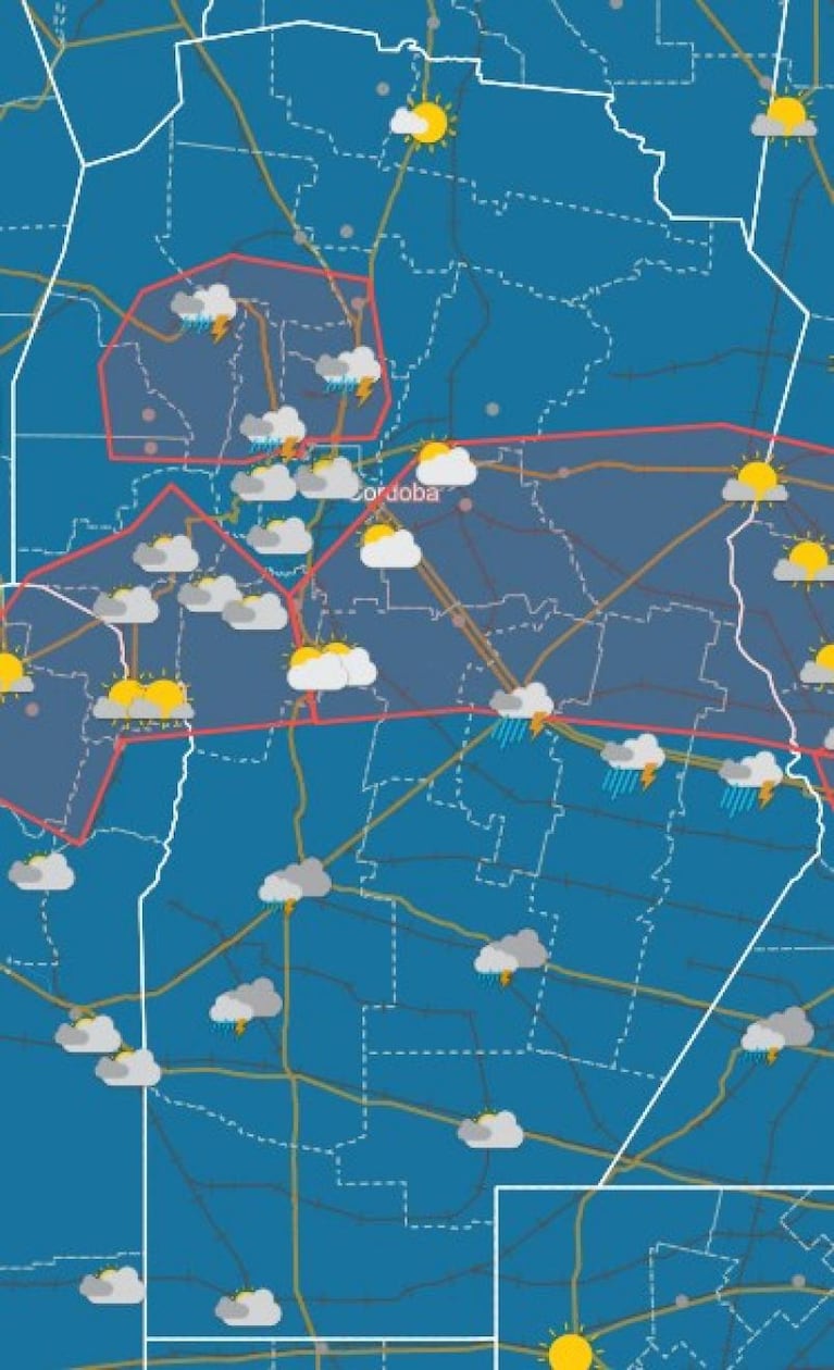 Hay alerta por tormentas para Córdoba y avisos a corto plazo