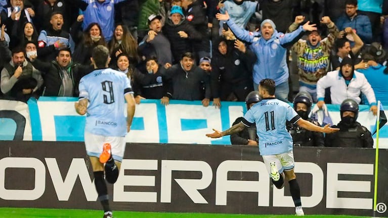 Hesar, con la boca llena de gol. Foto: Prensa Belgrano.