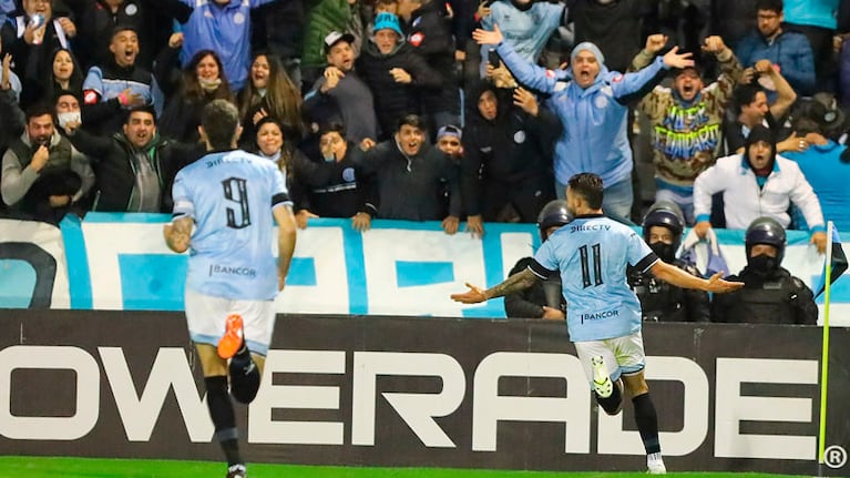 Hesar, con la boca llena de gol. Foto: Prensa Belgrano.