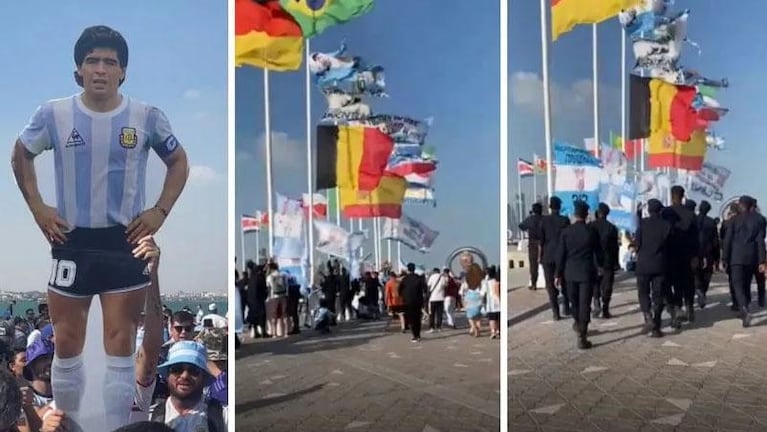 Hinchas argentinos bajaron la bandera de Inglaterra y fueron desalojados por la Policía