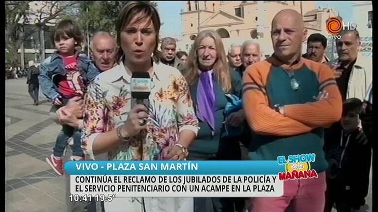 Acampe de jubilados en la Plaza San Martín