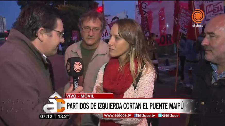 Paro Nacional: corte de la izquierda en el Puente Maipú