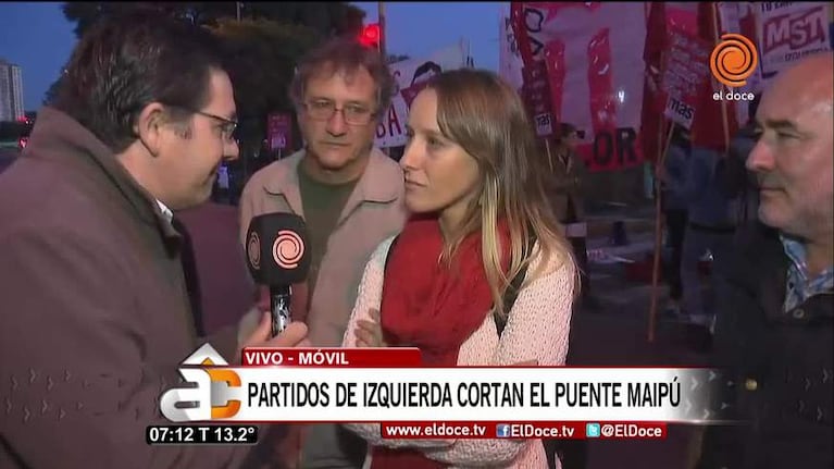 Paro Nacional: corte de la izquierda en el Puente Maipú