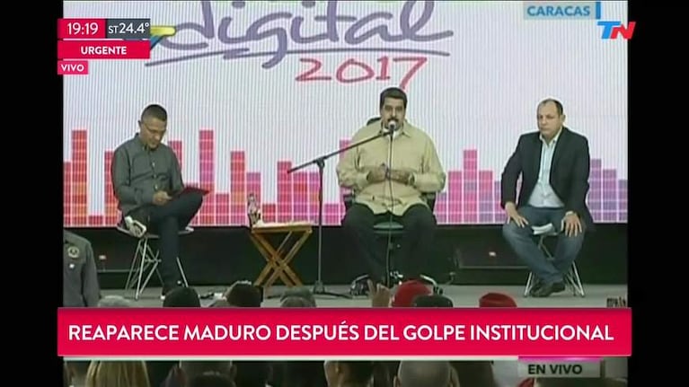 Maduro reapareció tras el golpe institucional