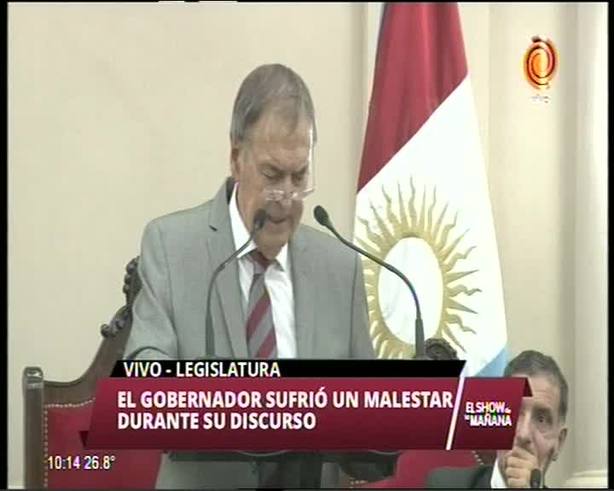 El Gobernador sufrió una lipotimia durante el discurso