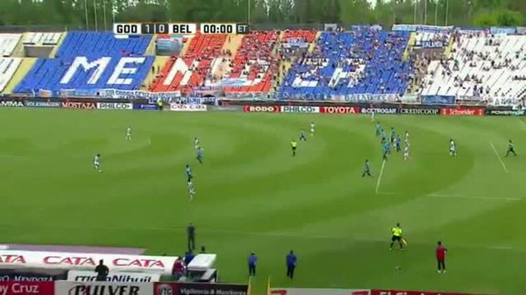 El error entre Olave y Lema para el gol de Godoy Cruz