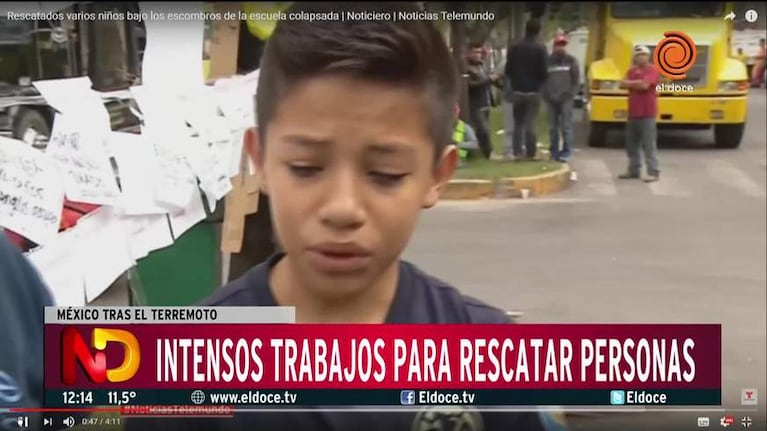 El testimonio de un nene que sobrevivió al terremoto en México