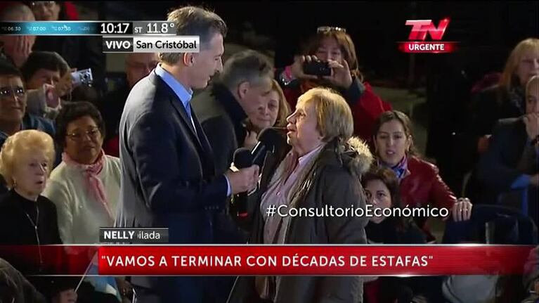 Una jubilada le agradece a Macri