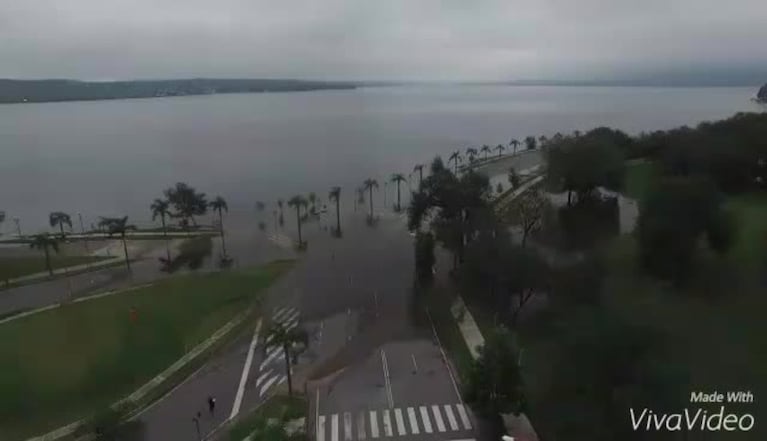 El dron en la costanera de Carlos Paz