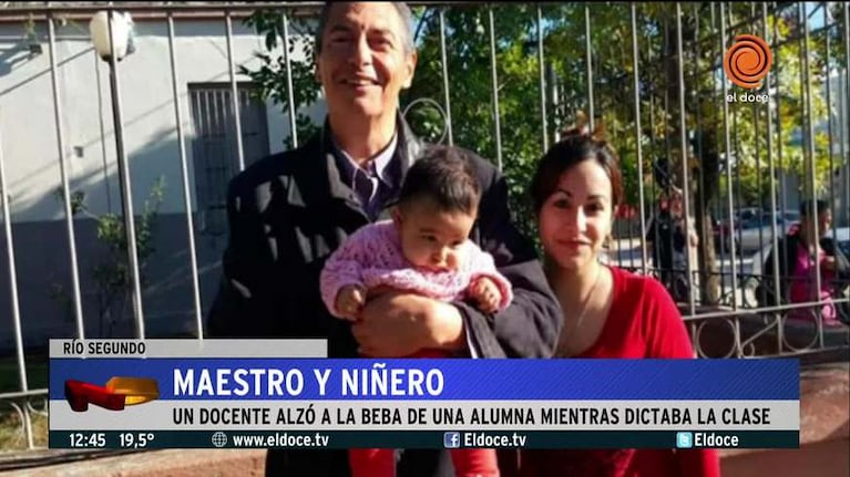 El profe niñero y la mamá de la beba, juntos