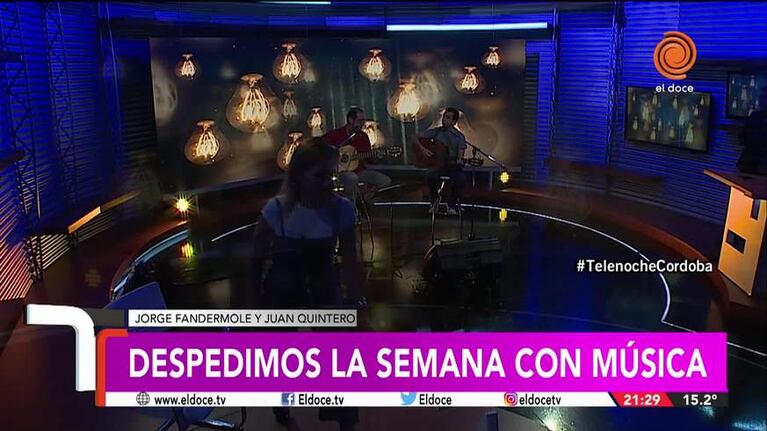 Jorge Fandermole y Juan Quintero cantaron en vivo para Telenoche