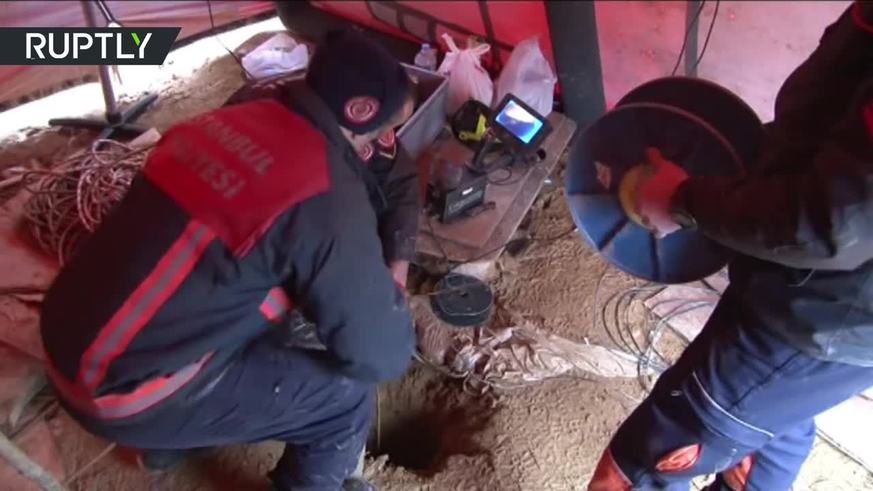 Intenso operativo para sacar a un cachorro de un pozo