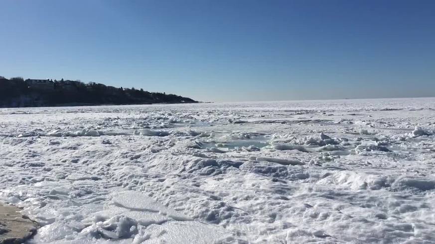 Se congeló el mar en la costa de Massachusetts