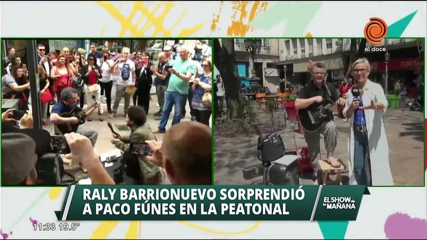 Raly sorprendió a un artista callejero en la Peatonal