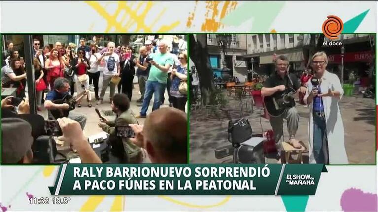 Raly sorprendió a un artista callejero en la Peatonal