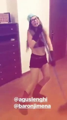 La China Suárez bailando la canción de Jimena Barón