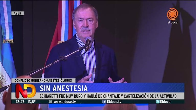 Schiaretti sobre los anestesistas: "No vamos a tolerar una cartelización"