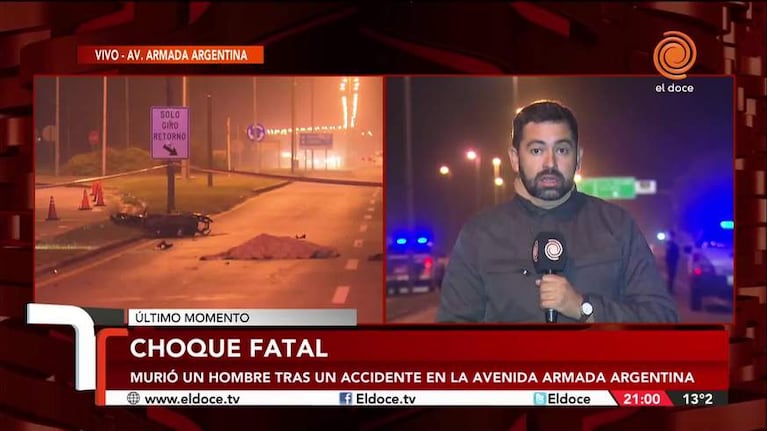 Choque, muerte y fuga en avenida Armada Argentina