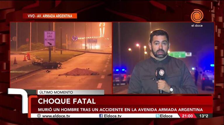 Choque, muerte y fuga en avenida Armada Argentina