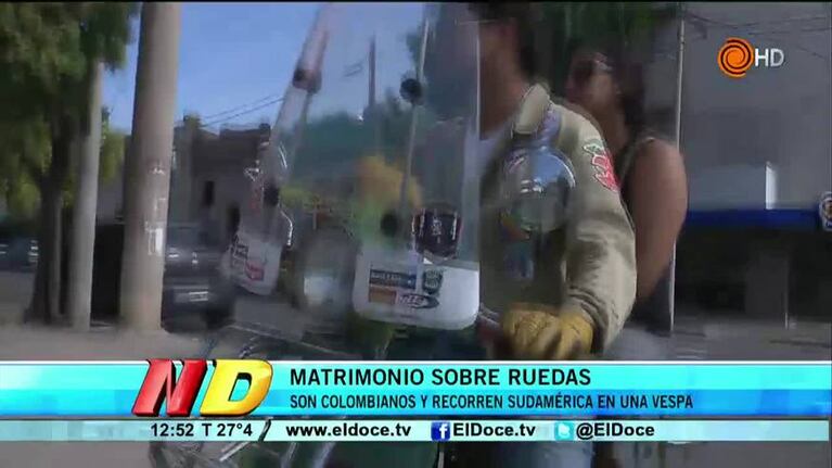 Recorren Sudamérica en una Vespa