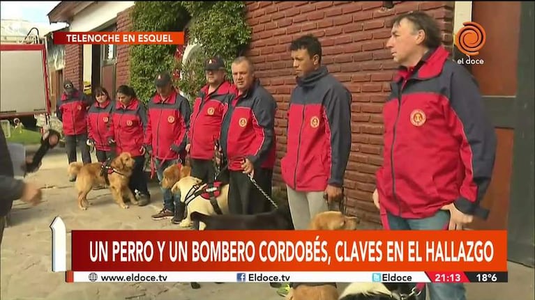 Un bombero cordobés y su perro participaron de la búsqueda