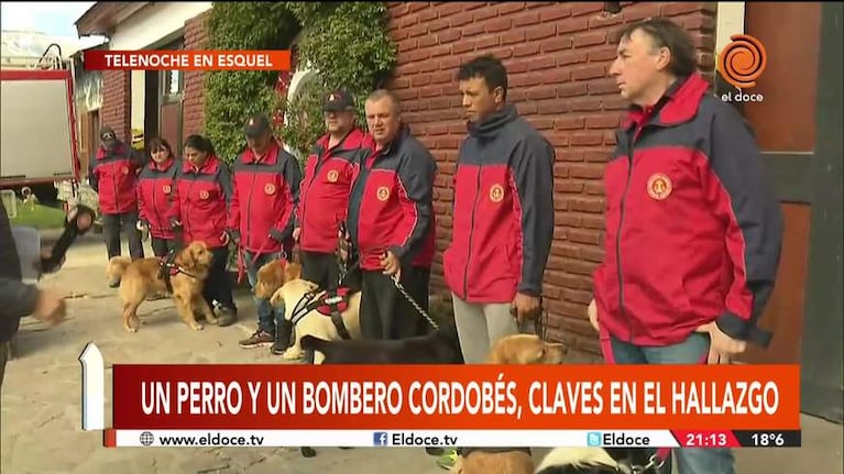 Un bombero cordobés y su perro participaron de la búsqueda