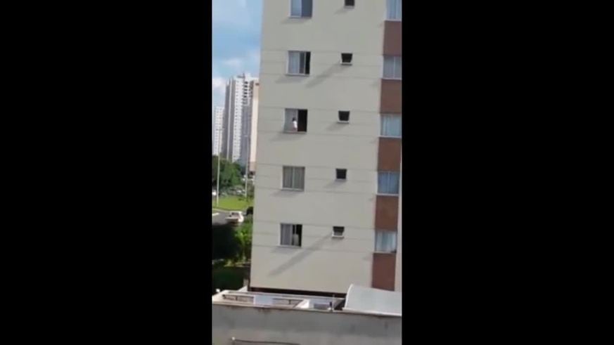 Un bebé caminó por una ventana de un cuarto piso