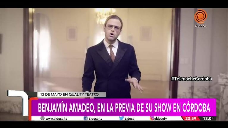 Benjamín Amadeo y la previa de su show en Córdoba