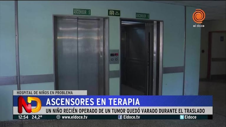 Ascensor en terapia en el Hospital de Niños